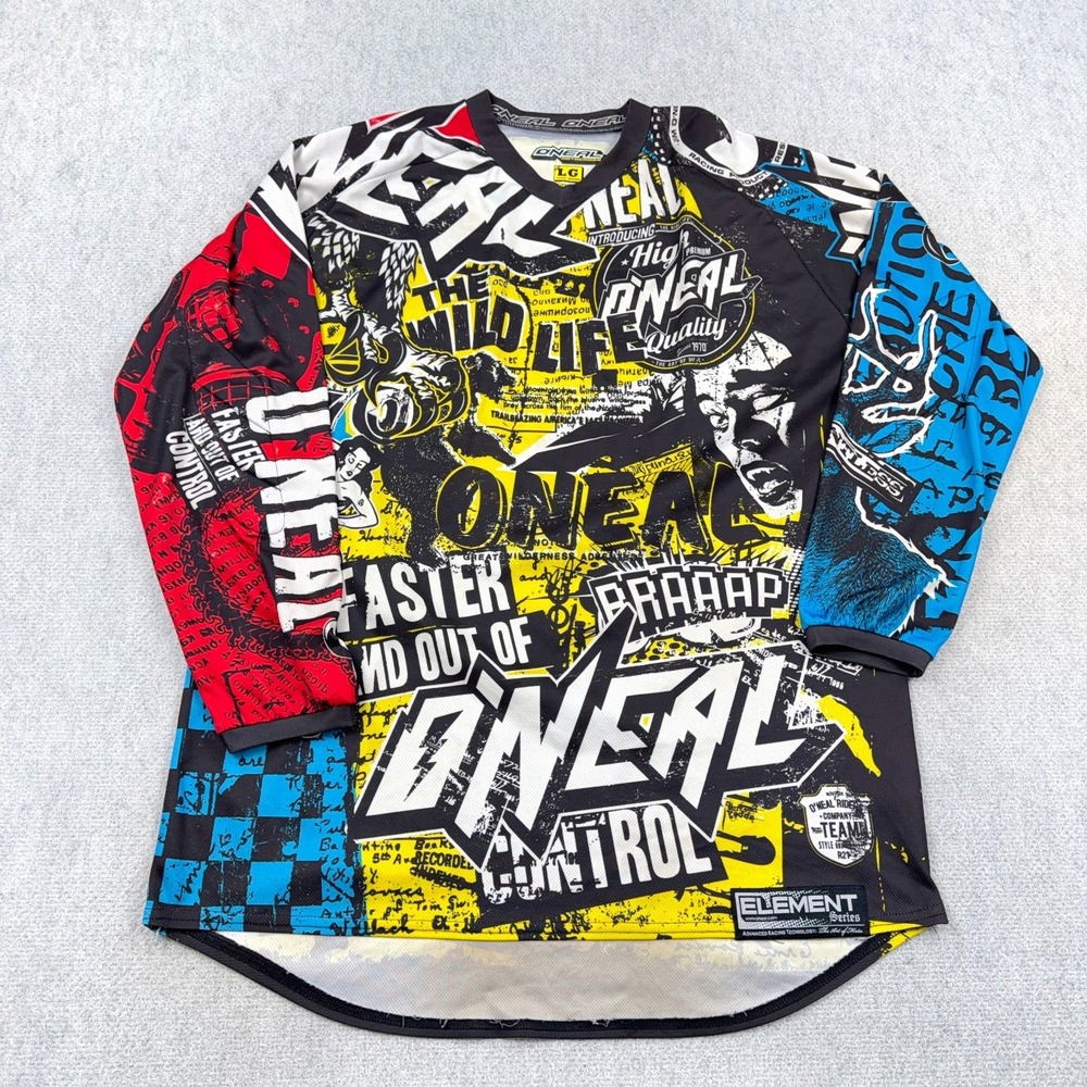 Oneal Jersey Shirt Men Large Motocross Element Series AOP Long Sleeve Shirt